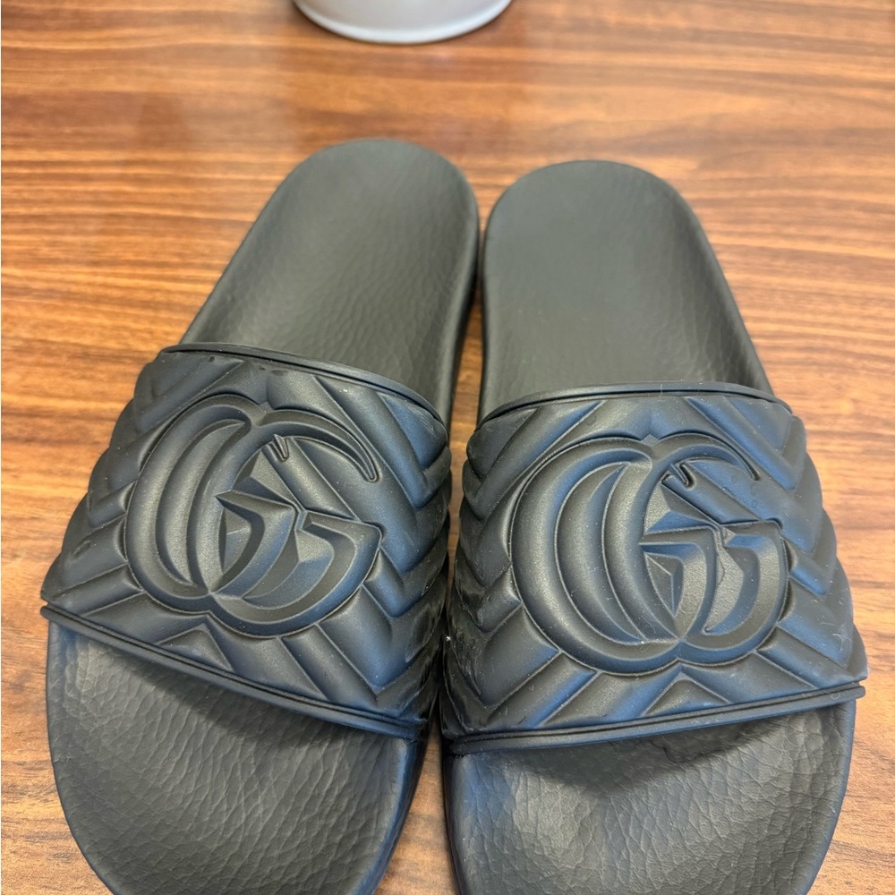 Gucci Black Quilted Slide Sandals